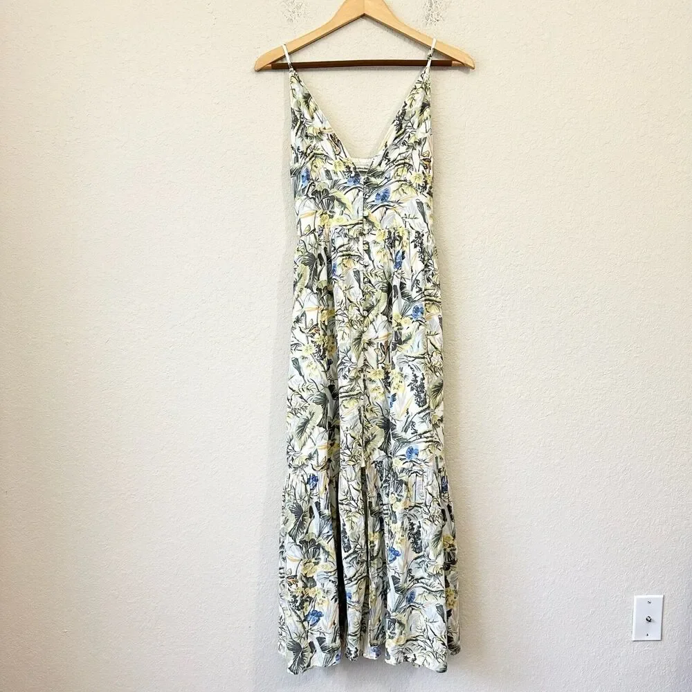 ABERCROMBIE & FITCH Plunge Maxi Dress in Multicolor Tropical Print NWT